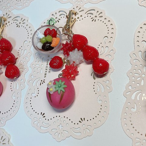 C いちごの和風スイーツ🍓バッグチャーム