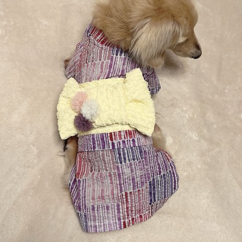 犬服★ 浴衣　パープル　ダックス　リバティ好き