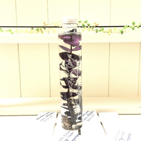 (Herbarium) 麗しのユーカリ紫花ミックスハーバリウム電球型ガラスボトル(pajour)(ギフト)