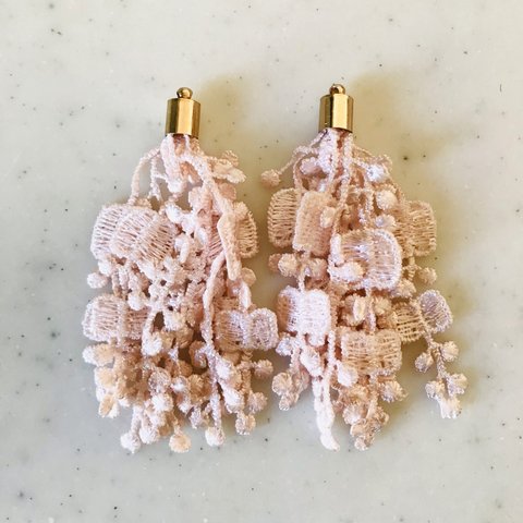 Light Pink Lace Fabric Tassels