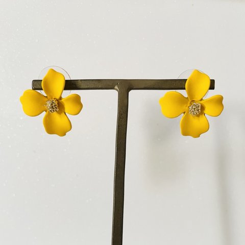 Matte Yellow Flower Earrings