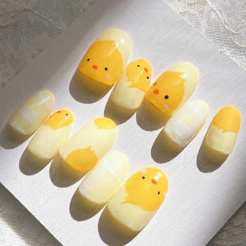 ネイルチップ チェック ひよこ