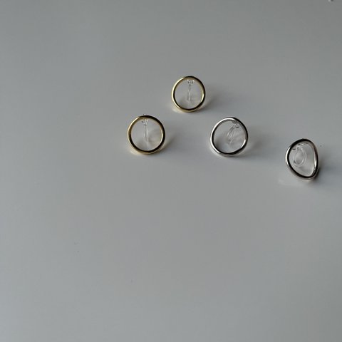 deformed circle earrings(silver925)