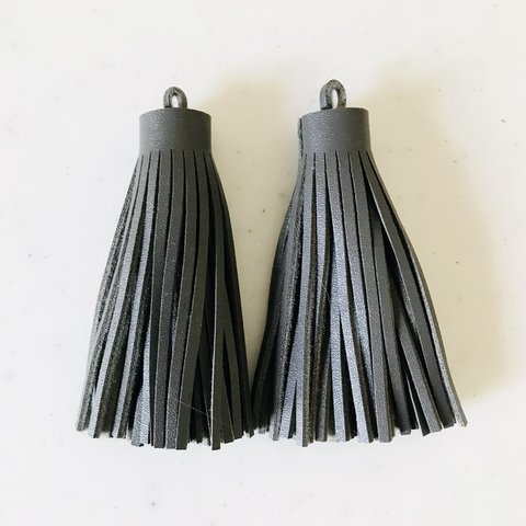 Grey Leather Tassels