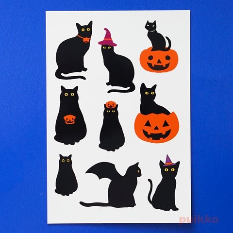 タトゥーシール　ハロウィン　黒猫