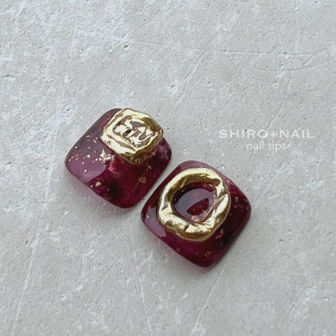 👣RED&Gold【普通郵便送料無料】（赤べっ甲・ペディチップ・フットネイル）