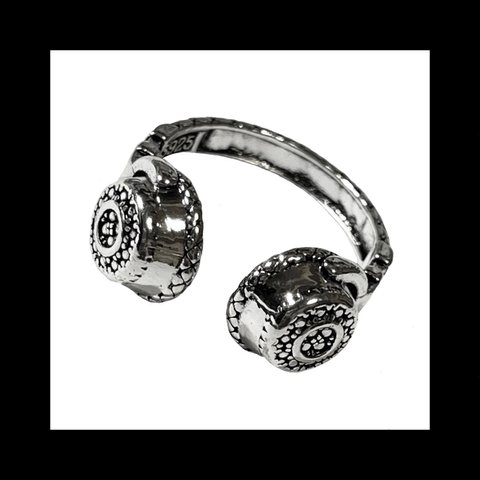 silver925【head_phone RING】ストリート モード シルバー 個性的 パンク ロック メンズ ユニセックス  ゴシック 病みかわいい ヴィンテージ  ヘッドホン ミュージック 