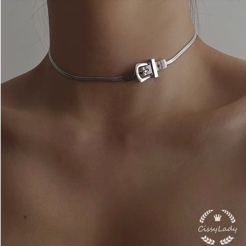 ステンレス　バックル　スネークチェーン　チョーカー　ネックレス　choker アレルギー対応