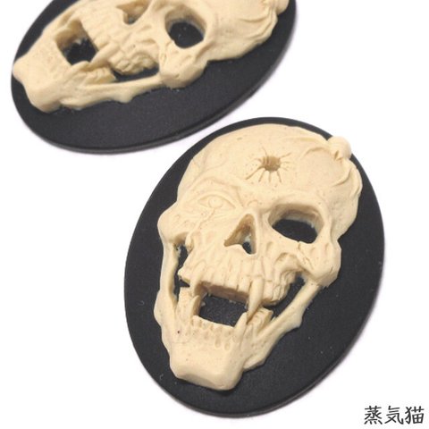 ゾンビ骸骨のカメオ 40x30mm 1個【ハロウィン カメオ素材】