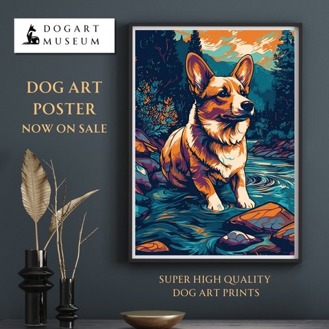 【ワンダフルライフ - ウェルシュコーギー犬 No.3】アートポスター 犬の絵 犬の絵画 犬のイラスト