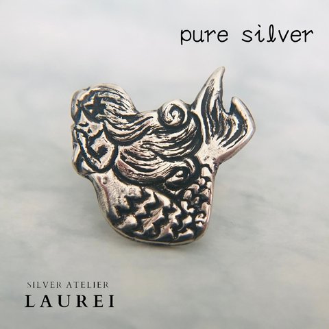 【マーメイド】人魚 シルバー ピンバッチ  ✴︎pure silver✴︎