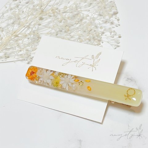 [Milk Yellow] イエロー ラメ無 金星 ヘアクリップ