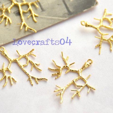 ◆チャーム*gold coral　2個set*サンゴ*ゴールド＊小枝