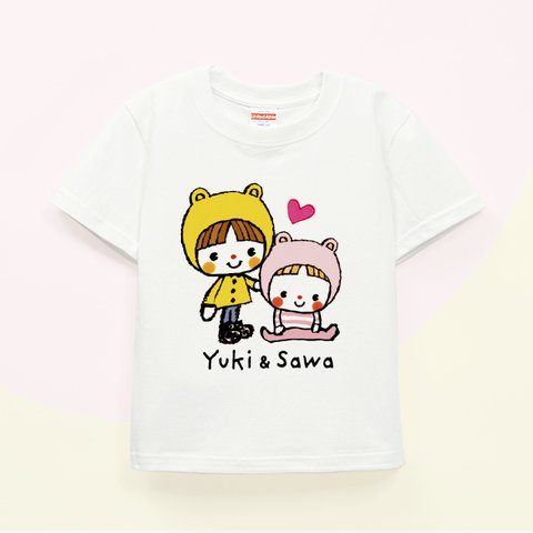 Kids 名入れＴシャツ（黄色とピンクのクマちゃんズ）