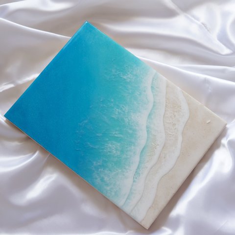 穏やかな海　海のアートパネル　(小さな海シリーズ)F4 レジンアート　石垣島の珊瑚砂　