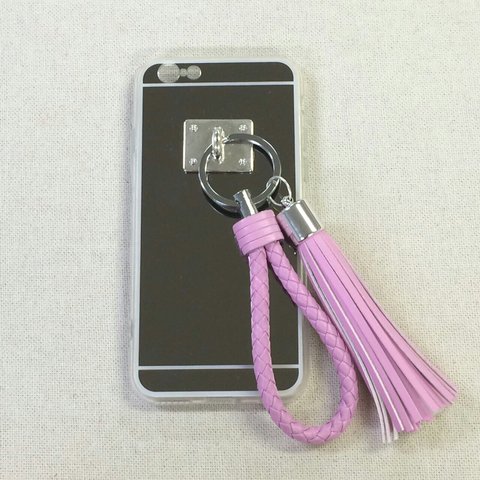 タッセル チャーム iPhoneケース ピンク クリア カバー