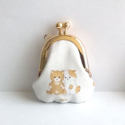 小さいがま口：豆姫：ちっちゃいがま口：littlie purse 406：かわいいがまぐち：小さな財布：猫,ネコ,おやつ,cat