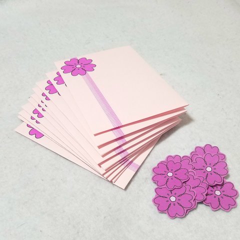 ピンク花１～ミニ封筒&シール～