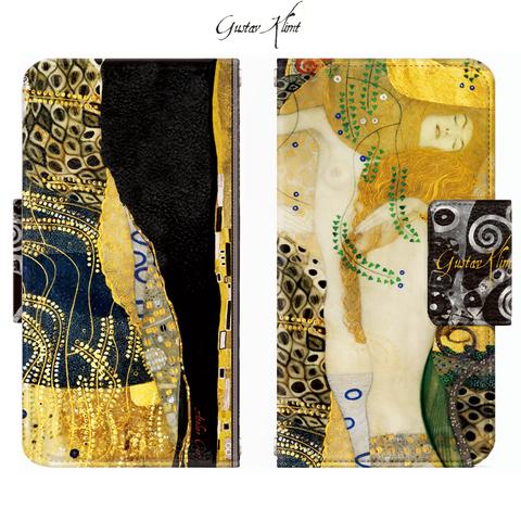 クリムト2　「水蛇Ⅰ」 ☆ハイグレードGustav Klimt グスタフ・クリムト 名画 アート 絵画 デザイン スマホケース 手帳型  スマホケース スマホカバー  　全機種対応