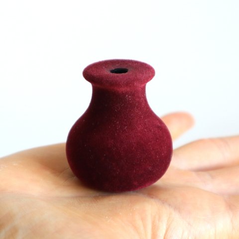 SMALL VASE  FLOCKY  A ダークレッド 小型花瓶フロッキー加工 ベロア調