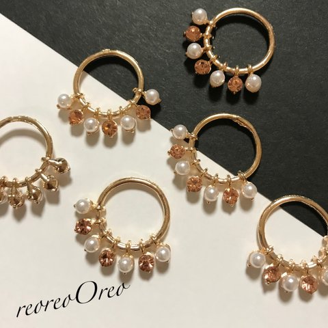  Crystal lite peach &Pearl bijou ring 