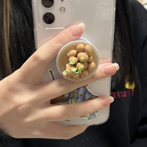 納豆のスマホリング（グリップタイプ）