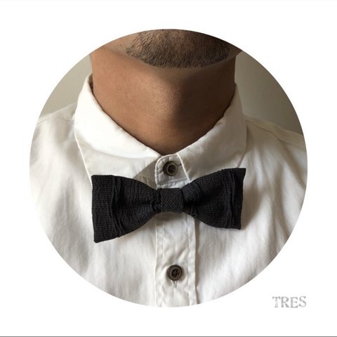 【TRES】men's蝶ネクタイ　ワッシャー　ブラック　蝶ネクタイ　