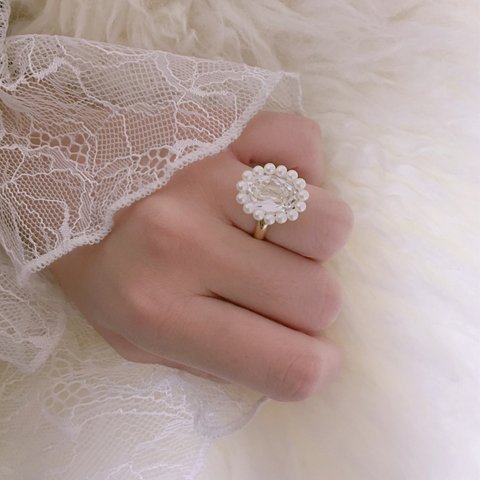 big bijou perl mix ring