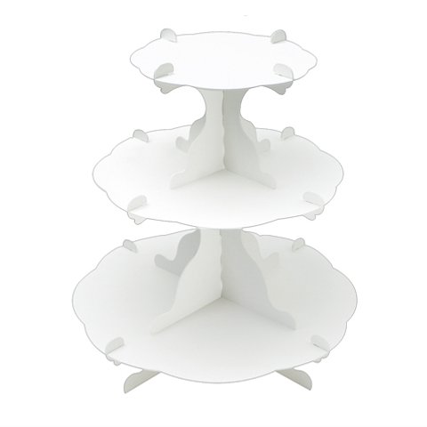 アフタヌーンティー風組立式3段テーブル　ホワイト  (No.44-5820)