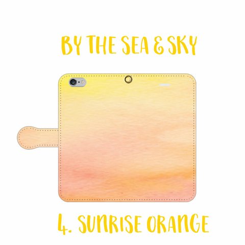 手帳型スマホケース  「By the Sea & Sky」Sunrise Orange