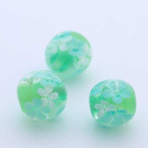 点打ち花柄とんぼ玉　約10mm【TH10mm-S32G10-A29G9】