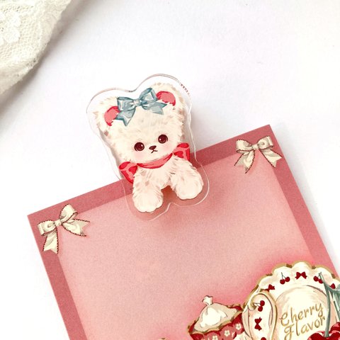 Cherish365【Cherish Cherry Bear】アクリル クリップ／手帳アクセサリー　CHO246