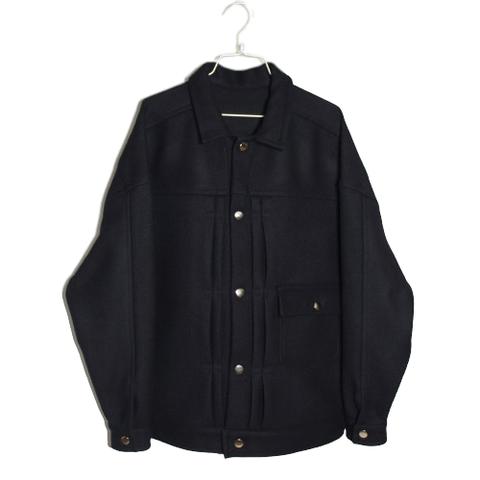 【PLEATED JACKET/MELTON】メルトン　ジャケット　プリーテッドジャケット　プリーツ　ウール