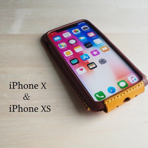 iPhoneⅩ/iPhoneⅩS カバー ケース　【刻印名入れ無料・選べる革とステッチ】