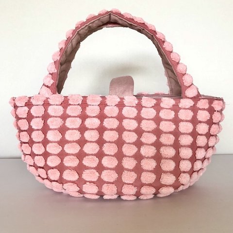 ポコポコドットの丸いバッグ　ピンク  受注製作