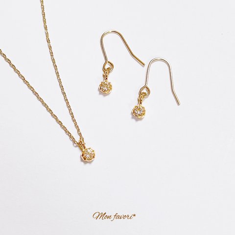 特別な一粒♡キュービックジルコニアネックレス＆ピアス