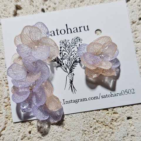 紫陽花イヤーカフ&ピアス