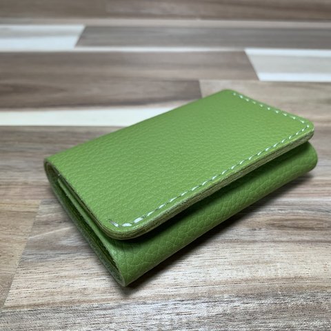 スマートウォレット　財布　黄緑　ライムグリーン　カードケース　小銭入れ　革　牛革　