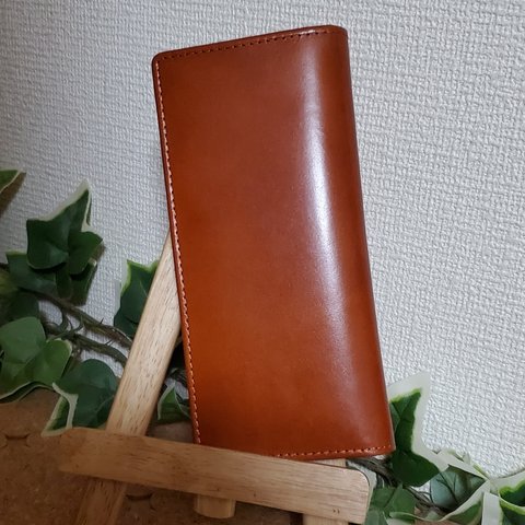 長財布　２つ折り財布　本革　YKK　イタリアンレザー　革　茶