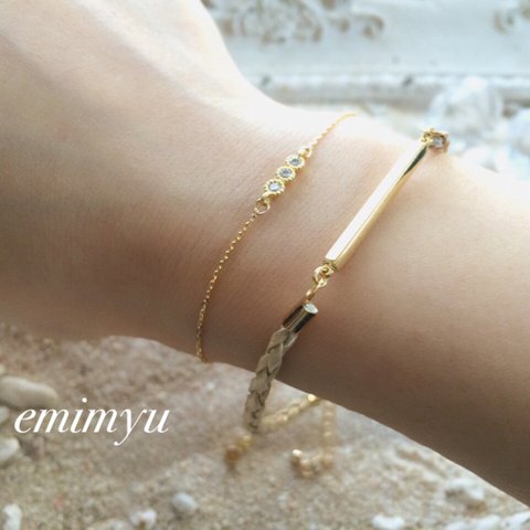 Gold Leather Stick Bracelet