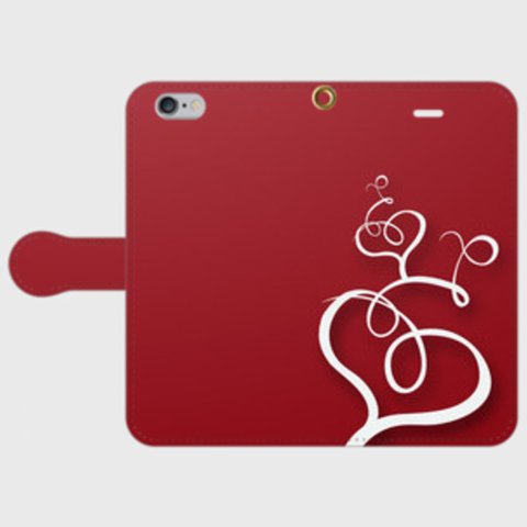送料無料  iPhone6/6s   対応機種多数 手帳型 『可愛いシルエットハート』 