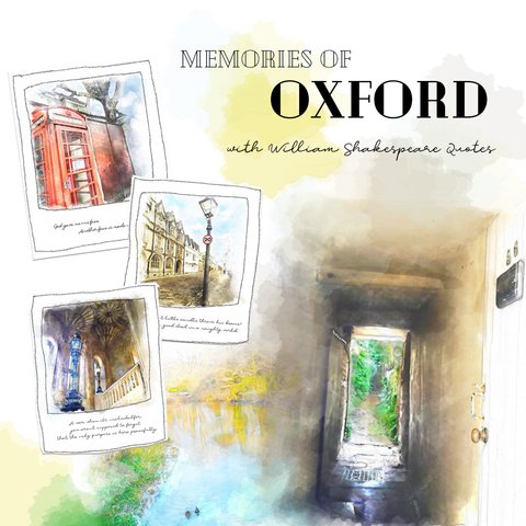 【送料無料中】ポラロイド風シール "Memories of Oxford with William Shakespeare Quotes"