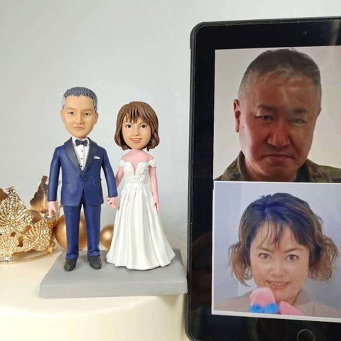 ケーキトッパー オーダーメイド 似顔絵プレゼント フィギュア人形ぬいぐるみ 結婚式祝い 周年記念日 夫婦 カップル 両親 恋人 プレゼント にプレゼント