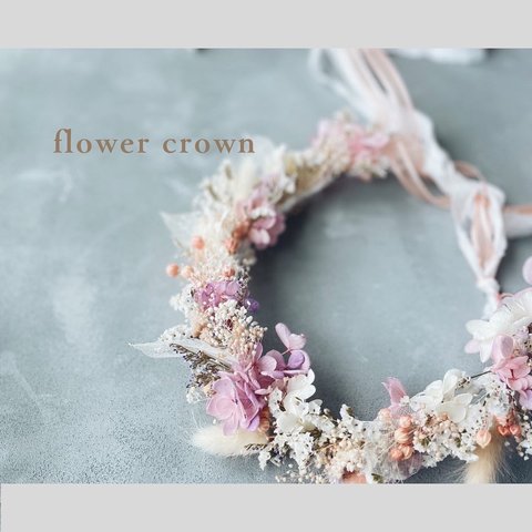 〜baby & kids   花冠〜　ピンク×パープル　　ウェディング　誕生日　flower crown  ベビー　キッズ　