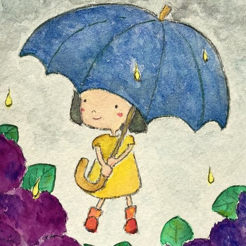 【ちょっとそこまで】　水彩　原画　イラスト