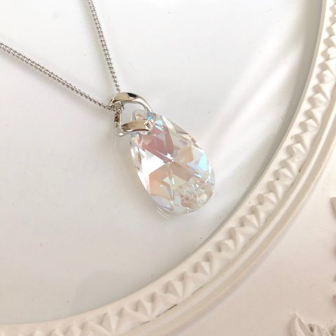 【再販多数】Swarovski🎗クリスタルシマー リボンネックレス