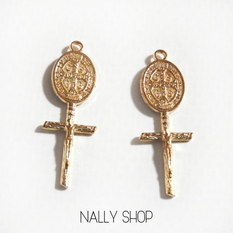 【4個】Virgin Mary Medal&Cross Charm KCGold