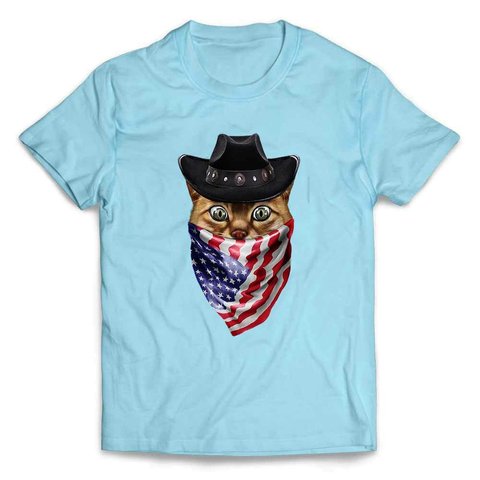 半袖Tシャツ 【猫 ねこ バンダナ アメリカ 星条旗】 by FOX REPUBLIC