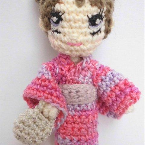 浴衣の編みぐるみちゃん♪　ピンク