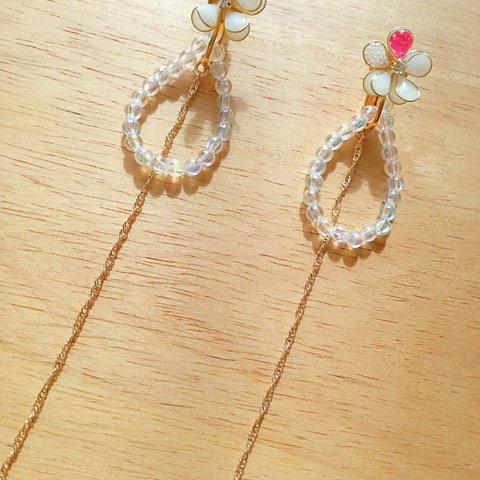 【新作☆】shell＆pearl flower earring